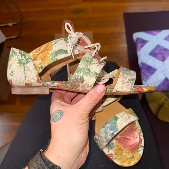 Sezane Ulysse Floral Sandal in Goat Leather, Size 40 - Picture 9 of 10